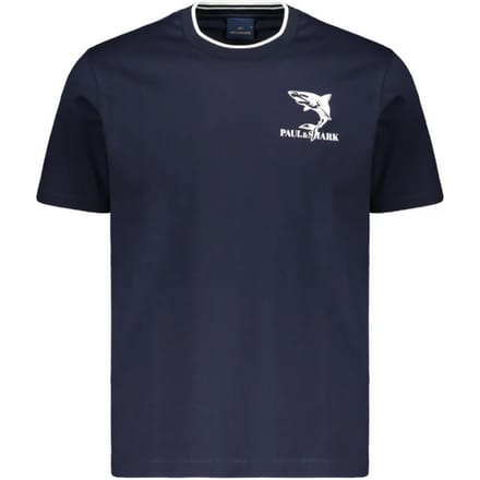 t-shirt met blauwe borstafdruk