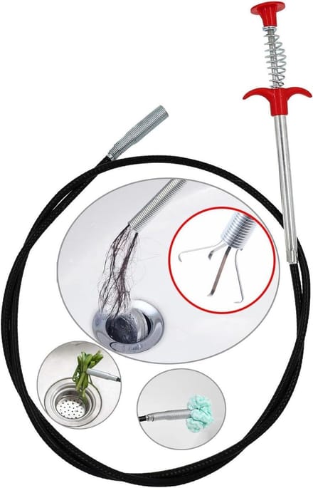 Afvoer Ontstopper - Grijper Tool - Verstopte Afvoeren Reinigen - Flexibele Veer - 200 cm - Zilver