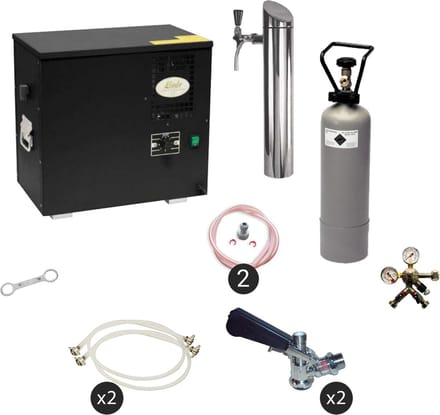 Complete Set - Biertap - AS-40, 2-kraans - Waterbadkoeler - Thuistap - Bierkoeler - met Fustkoppeling Type A, Type D