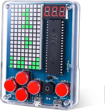 Doe-het-zelf-spelconsole, bouwelektronica, soldeerset, draagbare spelconsole met vier spellen, acrylbehuizing