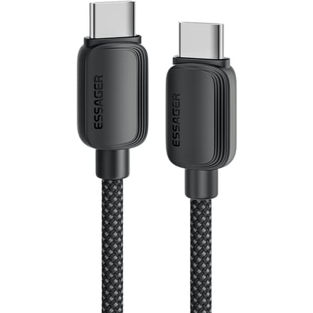 Essager 100W Gewoven Smartphone en Laptop USB-C naar USB-C Kabel Zwart 3m