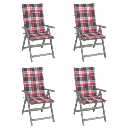 vidaXL - Tuinstoelen - 4 - st - verstelbaar - met - kussens - massief - acaciahout