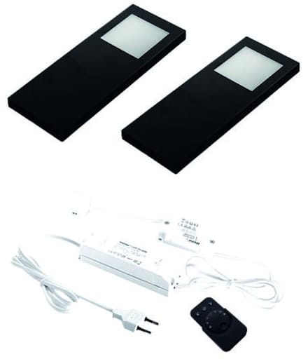 Hera Slim-Pad-F LED set van 2 spots met dimmer 24V zwart LVSET2SPFDZ