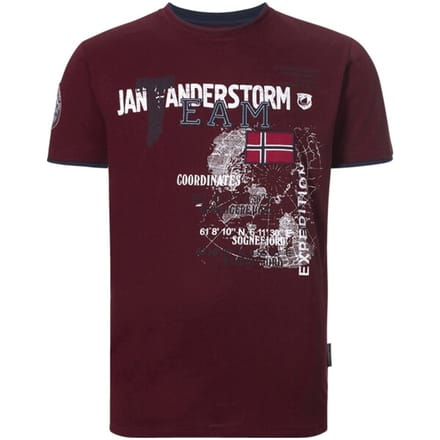 Jan Vanderstorm herren T-Shirt - 68/70 - donkerrood - Plus Size