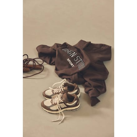 Dames DSGN Studio Collegiate Applique Oversized Hoodie | Espresso | Maat: Medium