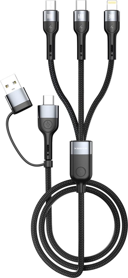 Xssive Multi Oplaadkabel - 60W Snellader - USB & USB-C naar Lightning, USB C, Micro USB Kabel - 1 Meter - Oplader met verschillende stekkers