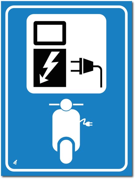 Laadpunt elektrische scooter bord - Aluminium - 30 x 40 cm - Weerbestendig