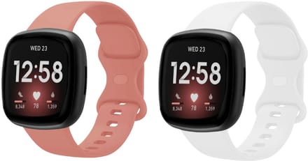 Strap-it Bandjesset geschikt voor Fitbit Versa 3/4, Sense/Sense 2 – 2x Siliconen Bandje – Roze & Wit – Maat S