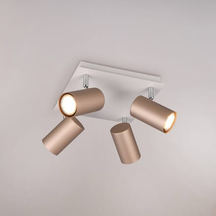Trio Lighting Marley plafondspot bruin/lichtgrijs 24 x 24 cm 4-lamps metaal