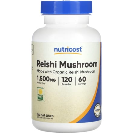 Nutricost, champignon reishi, 1 500 mg, 120 capsules (750 mg par capsule)