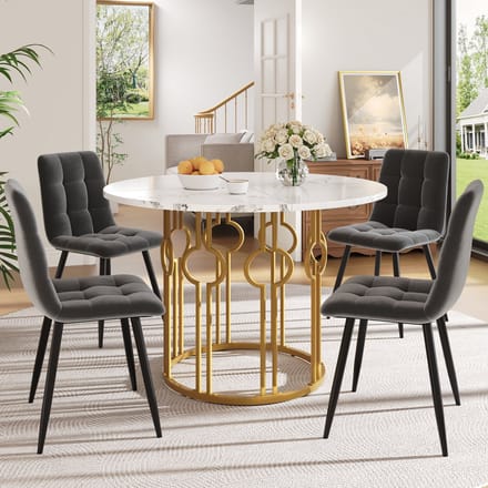 MODFU - Eethoekset - 5-Delig - Rond - Modern - Voor Keuken - MDF Metaal En Fluweel - Meerkleurig - 100 Cm