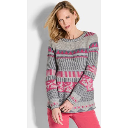 Pullover met modieus Noors dessin - roze / gedess. - Gr. 23 van Goldner Fashion