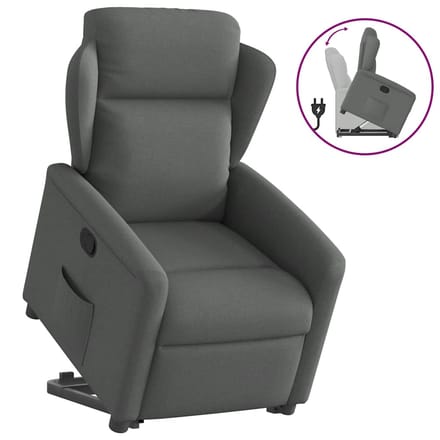 vidaXL - Sta-op-stoel - verstelbaar - stof - donkergrijs