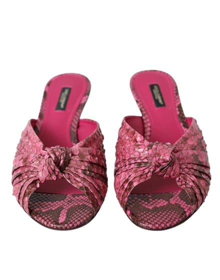 Dolce & Gabbana Roze Exotische Leren Kittenheels Slides Schoenen