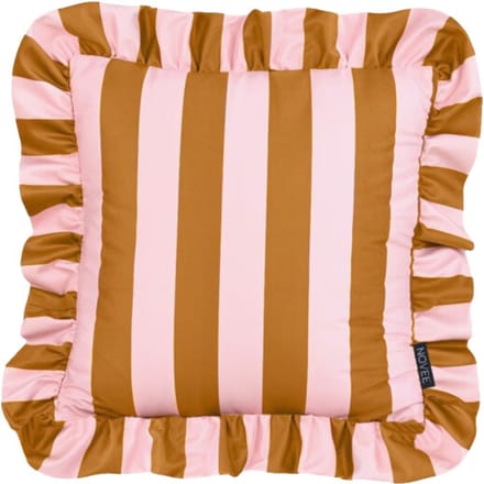 NOVÉE Sierkussen ruffles stripe /roze | 45x45 cm | katoen/polyester