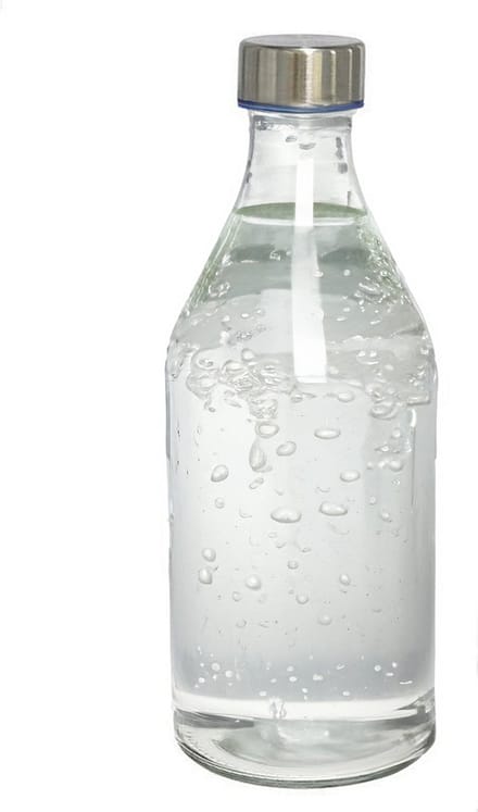 Waterkan - met deksel - 1L - glas - kurk - waterkaraf - schenkkan - rond