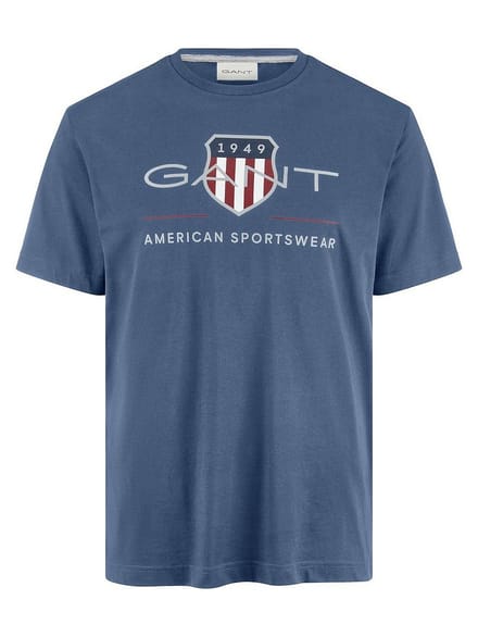 Shirt ronde hals 100% katoen Van GANT blauw