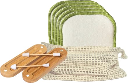 Make-Up Remover Pads Met Herbruikbaar Bamboe Wattenstaafje Set | 5 Stuks | Bamboe Biokatoen