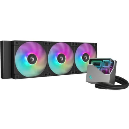 DeepCool LT360 ARGB Designer Liquid CPU Cooler, 360mm 5th Gen Pump 3400RPM AIO, FD12 ARGB Daisy Chainable Fans, Multidimensional Infinity Mirror Block, 5V A-RGB Software Control, Black/Grey
