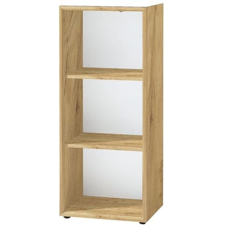 Legbord MONTERIA, glazen legger, 3 OH, B 400 x D 370 x H 1200 mm, Navarraanse eik/wit