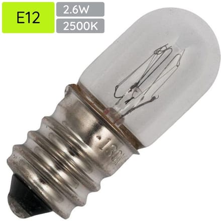 Signaallamp E12 130V 2.6W - 20 mAh - Per stuk - T13 Gloeilamp Ø13mm - 33mm - 2500K - Dimbaar
