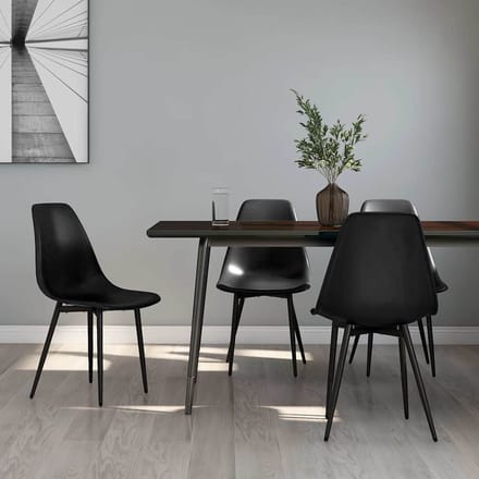 vidaXL Eetstoelen Set van 4 - Zwart, PP-materiaal, 46 x 52 x 84 cm