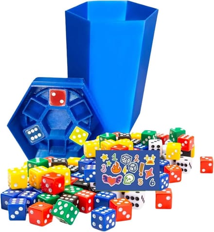 Interactief Dobbelspel - Snel Spel - Feestjes en Reizen - 80 Dobbelstenen - Compact Formaat - Blauw