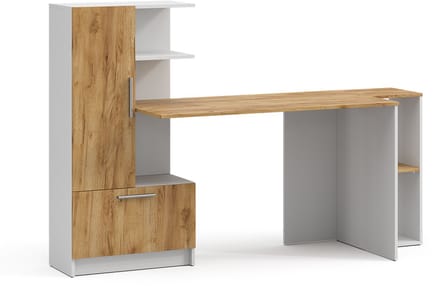 Vicco Bureau Tomy, Wit/Goudkleurig Eiken, 150 x 59 cm Set van 2