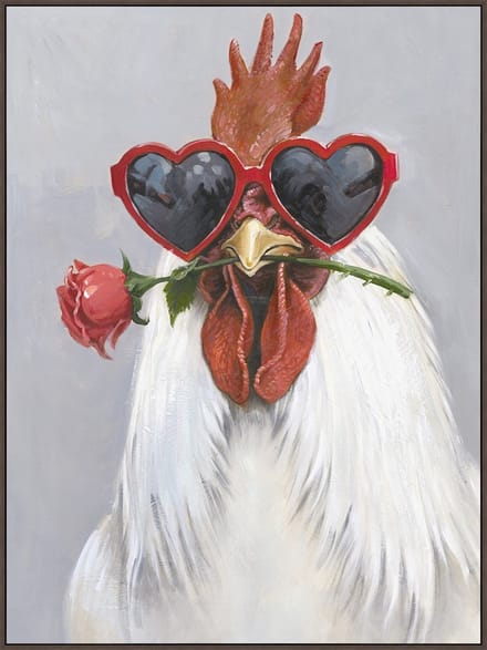 Schilderij met frame 60x80cm chicken love