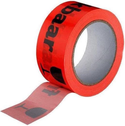 1 rol - PP Tape bedrukt: "breekbaar" 50mm x 66mtr