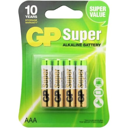 GP Batteries GP Super Alkaline Battery 4-Pack-AAA (Diversen) Nieuw