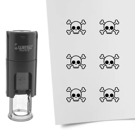 CombiCraft Stempel doodshoofd 10mm rond zwarte inkt - per 1 stuk