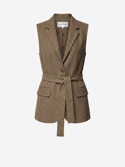 OMBRE Gilet - Slim Fit - Knopen - Effen Donkerbeige S