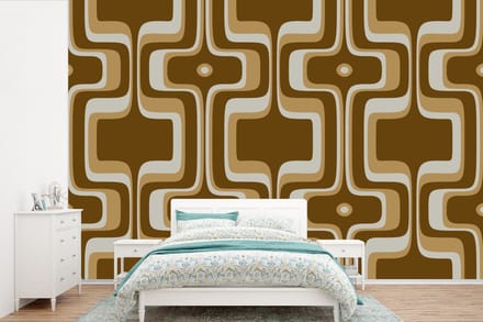 Behang - Fotobehang Retro - Design - Bruin - Breedte 420 cm x hoogte 280 cm
