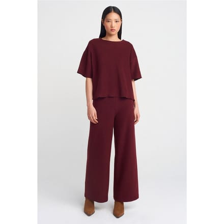 Dames Hoge Taille Wijde Pijpen Gebreide Broek