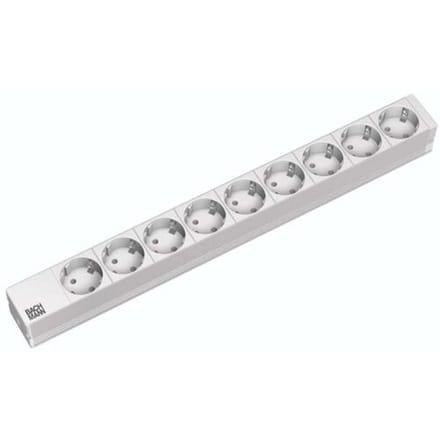 Bachmann 333.401 19 inch Stekkerdoos voor patchkast 1 HE Geaarde contactdoos Lichtgrijs