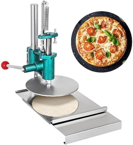 Deeg Pers - Deeg Roller - Pizza Bakken - Instelbare Dikte - 16cm Diameter - Zilver
