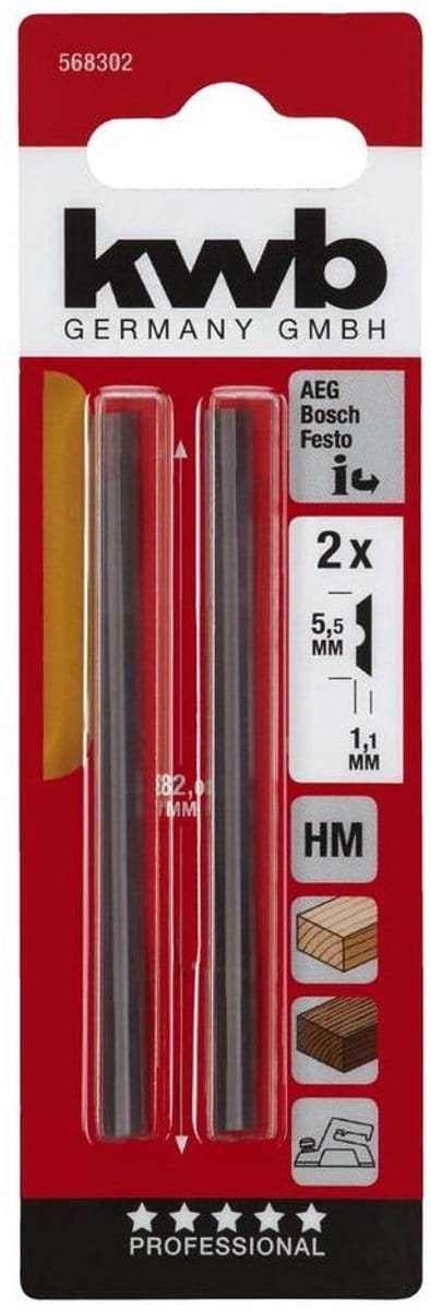 KWB - Schaafmessen HM - voor Schaafmachine - 82x 5.5x1.1mm - 2 stuks