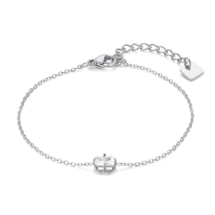 Twice As Nice Armband in zilver, 1 rechthoekig wit zirkonia 16cm+3cm