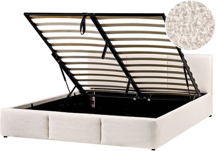 BOUSSE - Bed met opbergruimte - Off-white - 160 x 200 cm - Bouclé