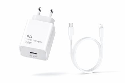 DrPhone PDK Lunar - 20W Thuislader + 2 Meter USB-C naar Lightning Kabel 5V - Geschikt voor smartphones en tablets