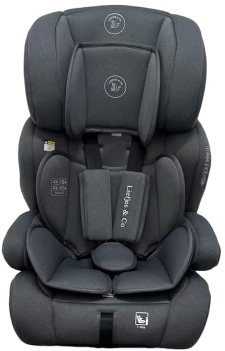 Liefjes & Co Varioseat Autostoel – i-Size – Groep 1/2/3 (76–150 cm) Memory Foam - Afstelbare hoofdsteun - Booster - Grijs