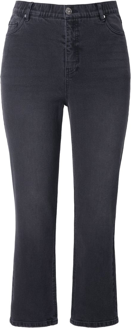 Studio Untold - Dames - Mom jeans wijde pijpen 5-pocket elastische tailleband - Zwart - Maat 54