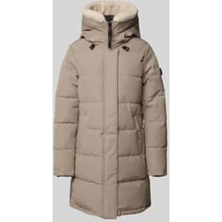 Gewatteerde lange jas met labeldetails, model 'Teddy'