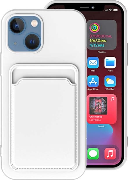 Smartphonica iPhone 14 siliconen hoesje met pashouder - Wit geschikt voor iPhone 14