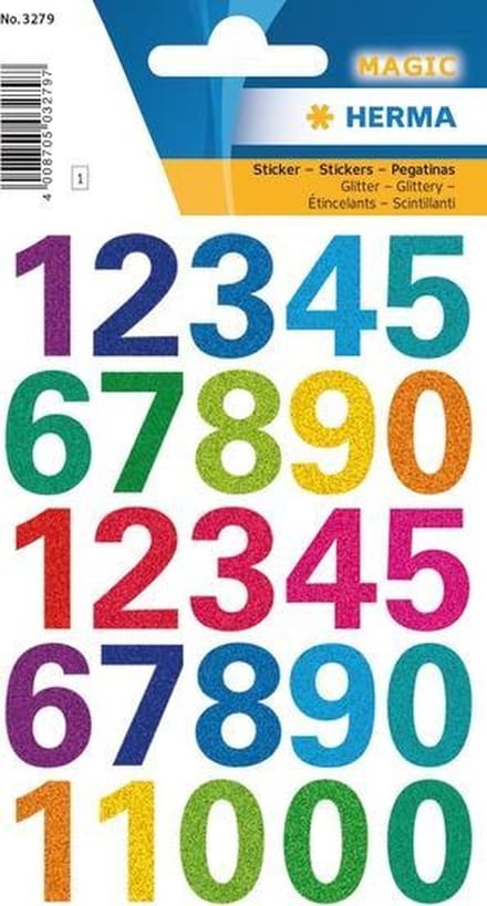 Haza Original Stickers Cijfers Glitter 25 Stuks Multicolor
