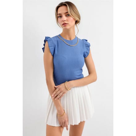 Geribbelde Mouwloze Coltrui Blouse