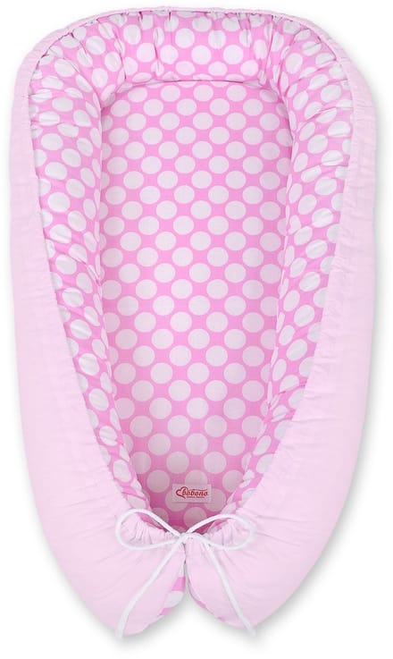 Babynest dubbelzijdig Premium Cocoon voor baby's BOBONO - roze met witte stippen/roze