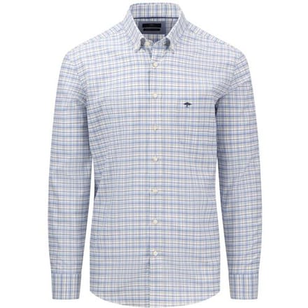 Fynch-Hatton Overhemd Combi Check Oxford Button Down Summer Breeze / male