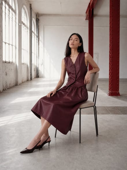 Arian eco leather vest | Bordo - Bordo / M